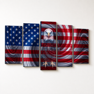 Spirit of America – Ghost Eagle US Flag Swirl 5-Panel Canvas Wall Art