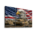 US American Flag Bald Eagle Army Tanks Military Split Canvas Panel Wall Art 1, 3, 5 Panel
