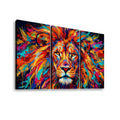 Abstract Colorful Lion Head Mane 1, 3, 5 Split Canvas Panel Wall Art Print