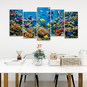 Colorful Fish Aquarium Canvas Wall Art — Vibrant Multi-Panel Print