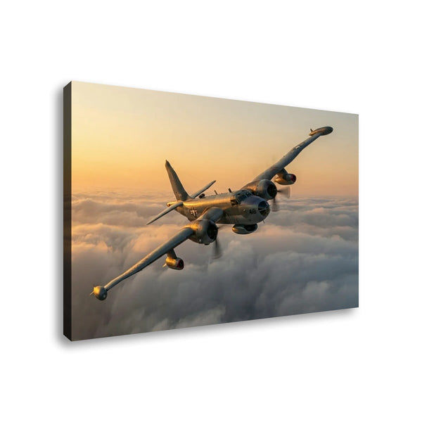 P2V Neptune Military Plane Canvas Wall Art – Golden Sentinel | Multi-Panel Aviation History Print