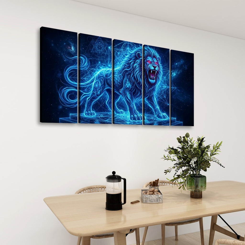 Electric Blue Lion Mane Living Room Above Sofa Wall Art
