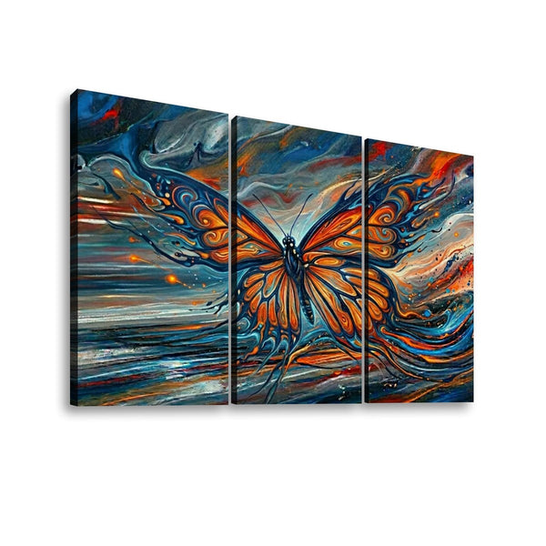 Wings of the Tempest Abstract Monarch Butterfly Canvas Wall Art | 1, 3 & 5 Panel Multi-Panel Print