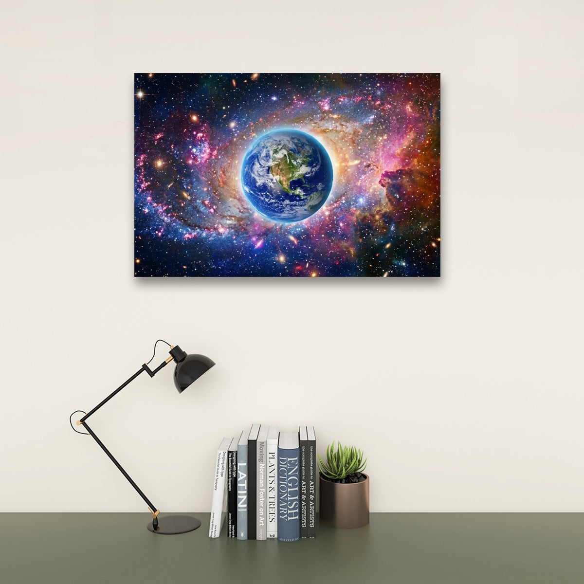 Cosmic Sovereignty Canvas Wall Art – Earth & USA Universe Patriotic Space Print | 5-Panel Level