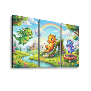 Playful Dragons Wall Art – 1, 3 & 5 Panel Canvas Print