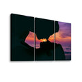 Loving Couple Kissing at Sunset on Gulf Ocean Beach — Multi-Panel Canvas Wall Art