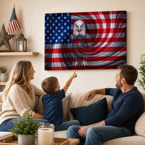 Spirit of America – Ghost Eagle US Flag Swirl 5-Panel Canvas Wall Art