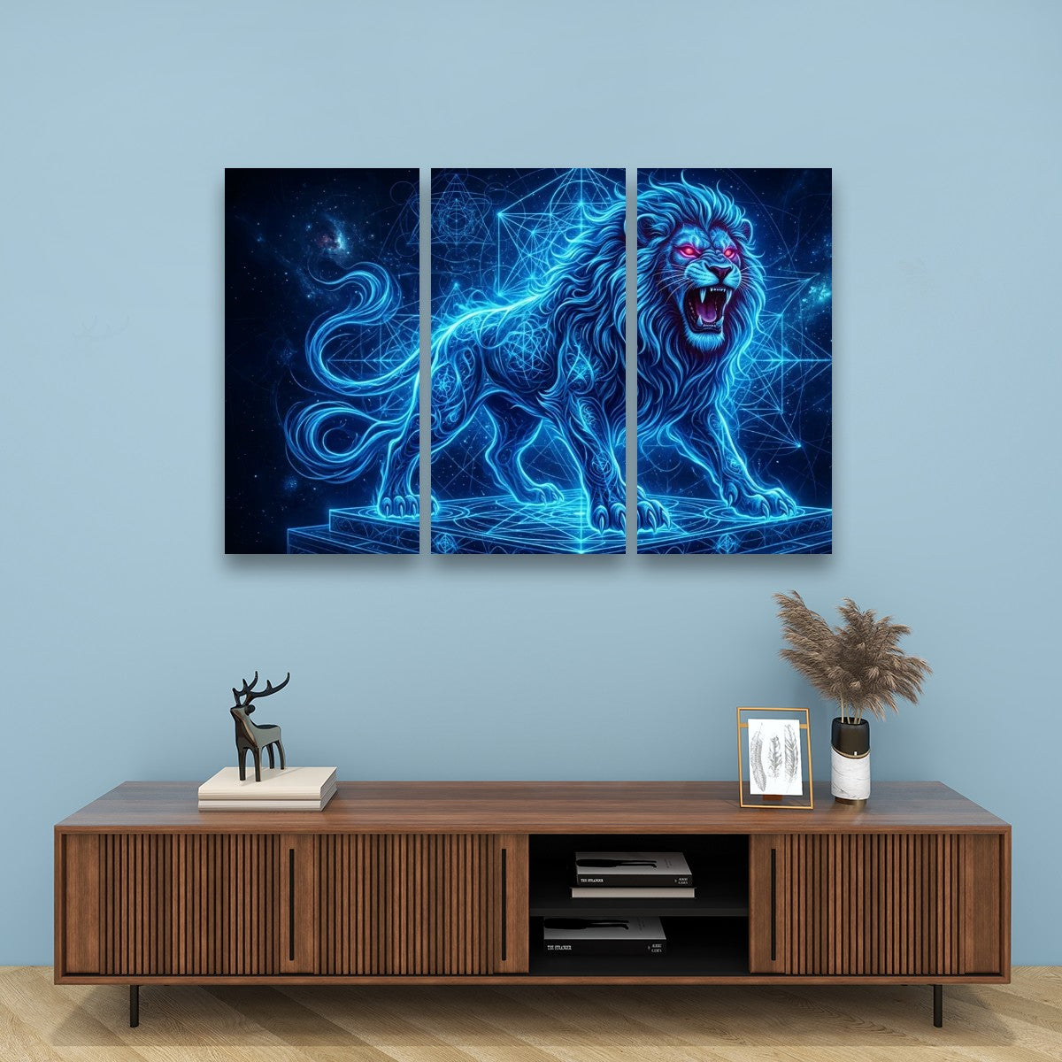 Electric Blue Lion Mane Living Room Above Sofa Wall Art