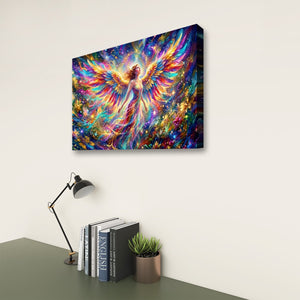 Celestial Fracture – Psychedelic Angel Canvas Wall Art