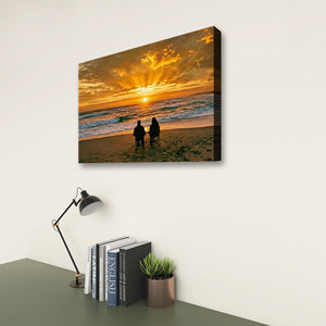 Sunset Surf – Couple on the Beach 5-Panel Canvas Wall Art