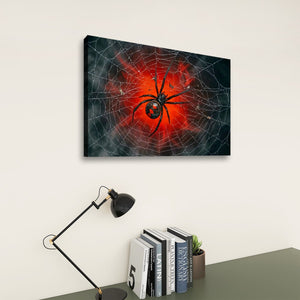 Black Widow Spider Web Canvas Wall Art — 5-Panel Level