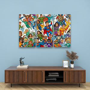 Kids Superhero Wall Art – 1, 3 & 5 Panel Canvas Print for Boys & Girls