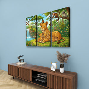 Kids Lion Wall Art – 1 & 3 Panel Canvas Print for Children's Rooms
