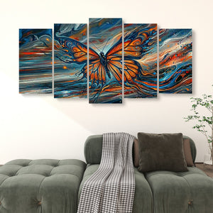 Wings of the Tempest – Abstract Monarch Butterfly Multi-Panel Canvas Art