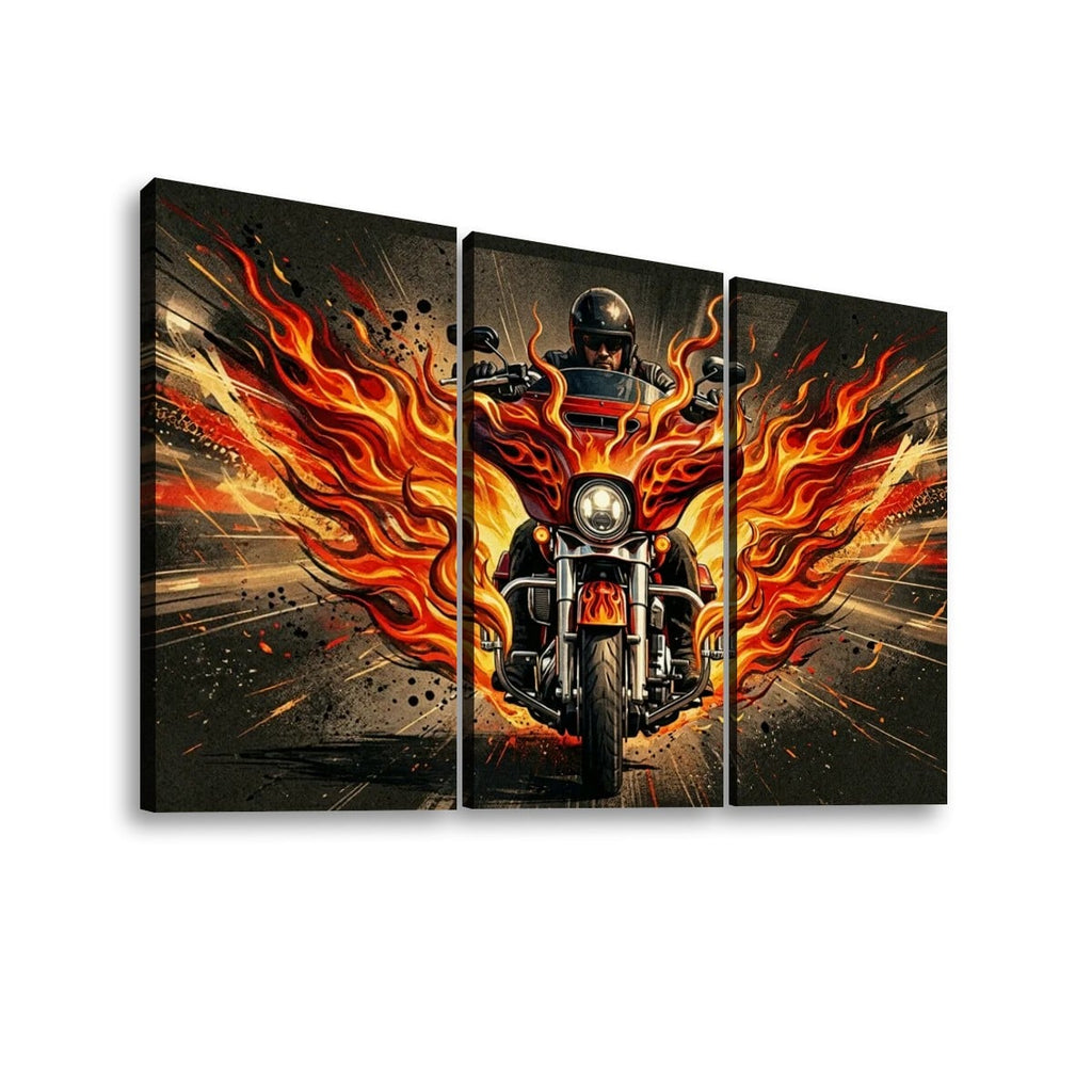 Custom Flame Paint Bagger Dresser Motorcycle Canvas Wall Art