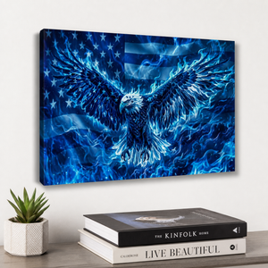 Blue Eagle – Abstract US Waving Flag 5-Panel Canvas Wall Art
