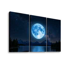 Blue Moon – Moonrise Over Water Canvas Wall Art