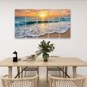 Golden Tide – Sunset Beach Surf Canvas Wall Art