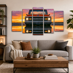 1970 Chevy C-10 Slammed Pickup Canvas Wall Art – Reflection | Single Panel & 5-Panel Level Classic Truck Print