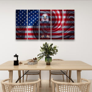 Spirit of America – Ghost Eagle US Flag Swirl 5-Panel Canvas Wall Art