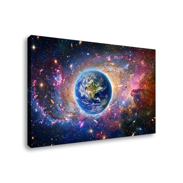 Cosmic Sovereignty Canvas Wall Art – Earth & USA Universe Patriotic Space Print | 5-Panel Level