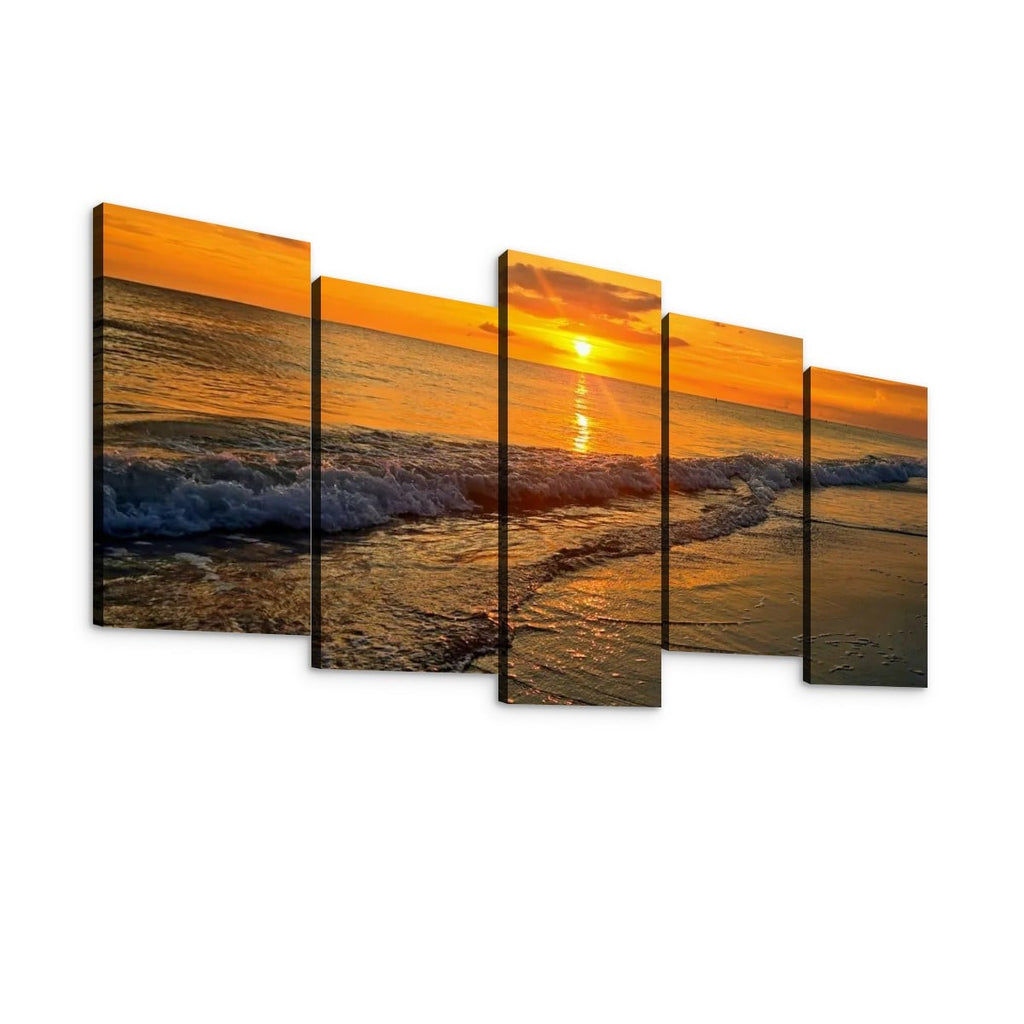 Madeira Beach Florida Sunset Rolling Waves Gulf of America Split Canvas Panel Wall Art