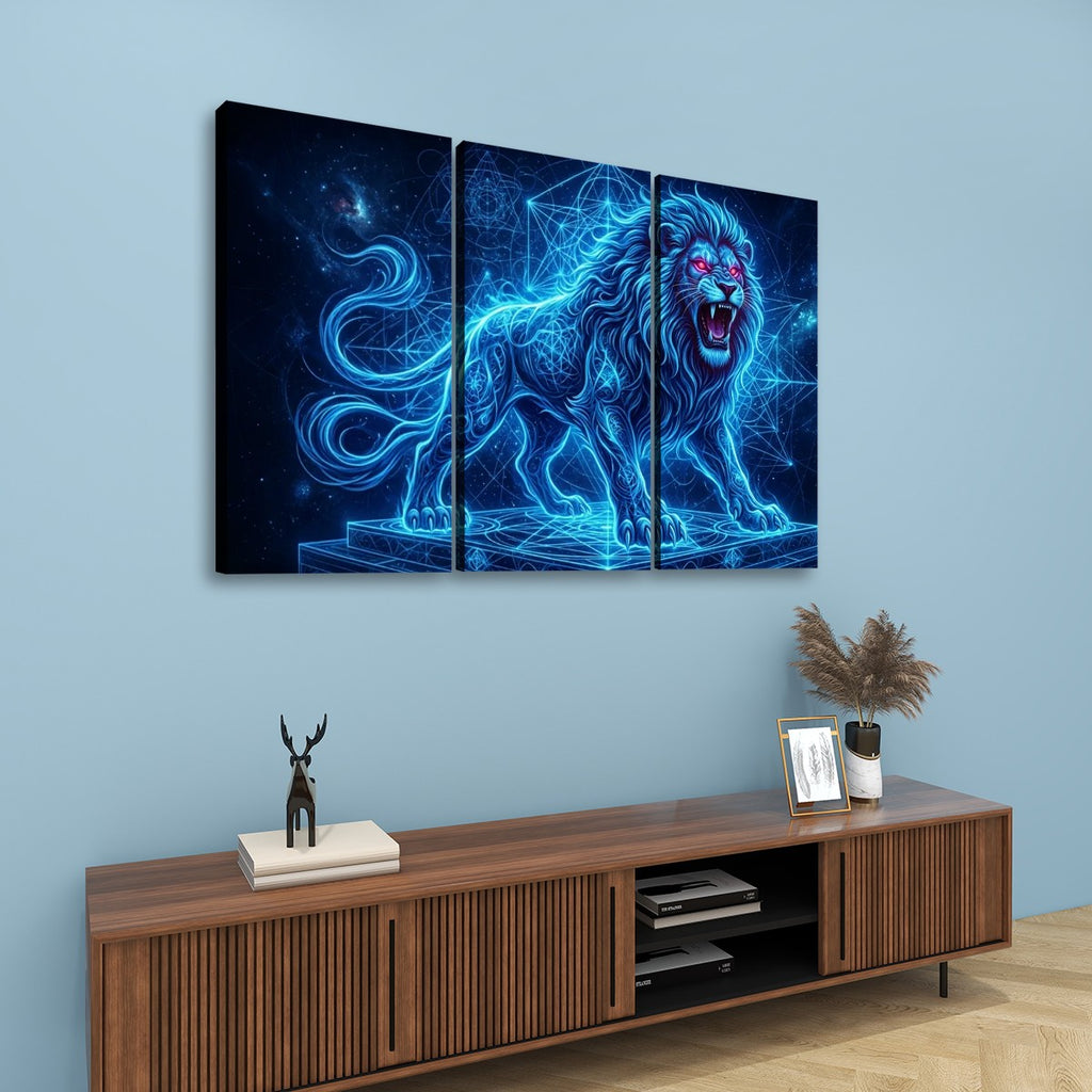 Electric Blue Lion Mane Living Room Above Sofa Wall Art