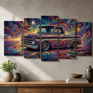 1966 Chevy C10 Fleetside Shortbed – Abstract Fidelity 5-Panel Canvas Wall Art