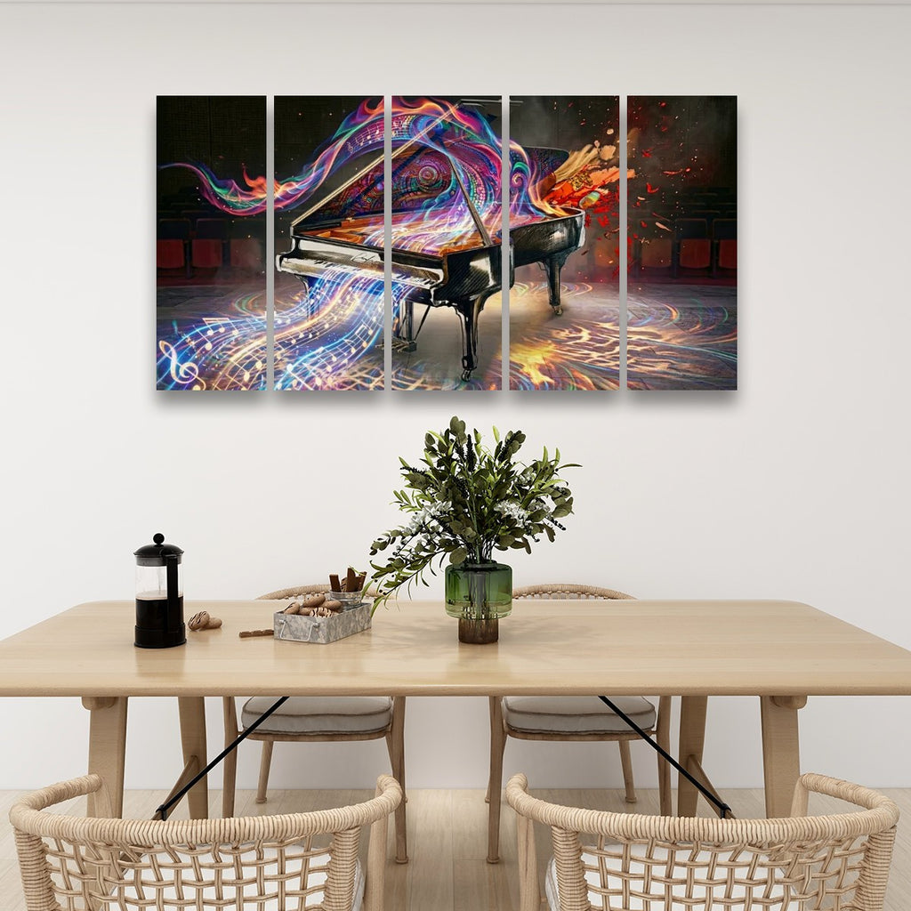 5-Panel Level Abstract Music Notes Piano Canvas Wall Art | Multi-Panel Print