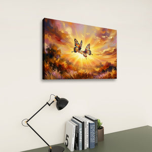 Golden Hour Butterflies – Warm & Ethereal Canvas Wall Art