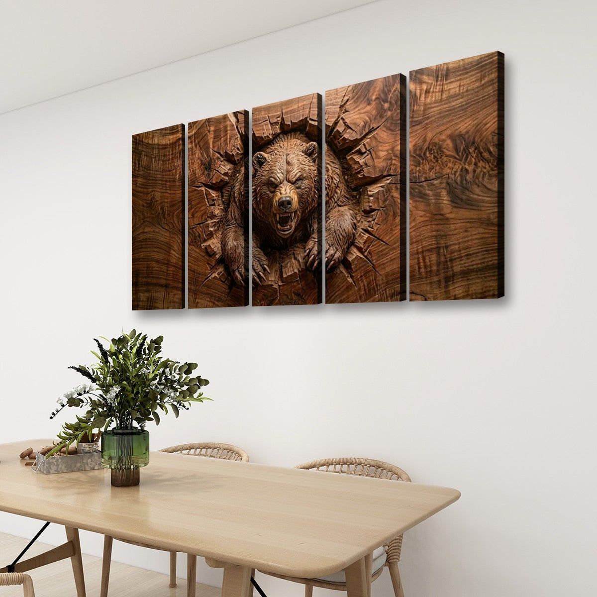 3D Angry Leaping Bear — 3D Sculpted Canvas Wall Art Decor