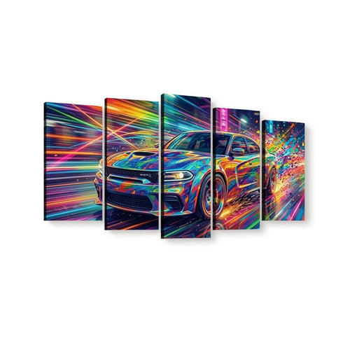 5-Panel Dodge Charger Wide Body Abstract Canvas Panel Wall Art