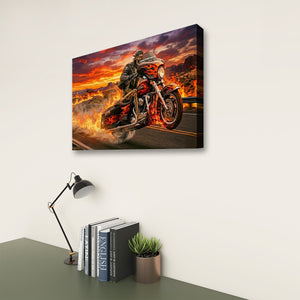 Dead Man's Ride – Skeleton Bagger Wheelie 5-Panel Canvas Wall Art
