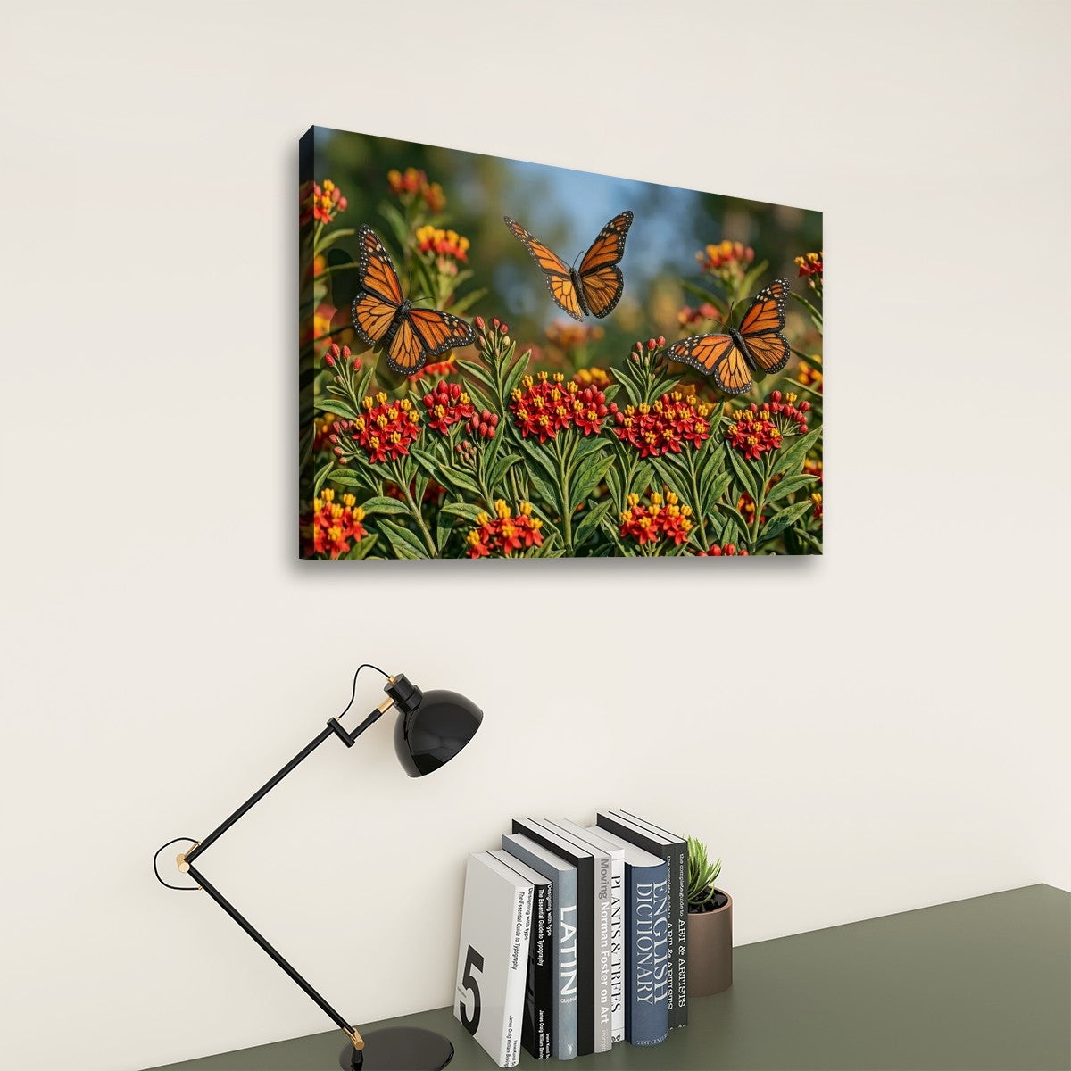 Monarch Butterfly Garden — 3D Milkweed Canvas Wall Art