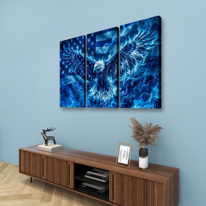 Blue Eagle – Abstract US Waving Flag 5-Panel Canvas Wall Art