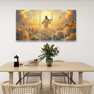 God Releasing Butterflies — Divine Grace at Sunrise Canvas Wall Art