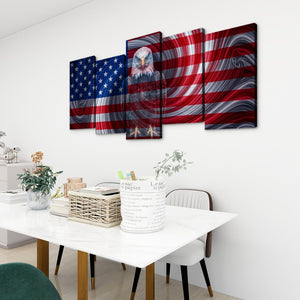 Spirit of America – Ghost Eagle US Flag Swirl 5-Panel Canvas Wall Art