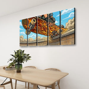 Kids Room Skateboard Canvas Wall Art – Bold Street Style Print | 1, 3 & 5 Panel