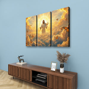 God Releasing Butterflies — Divine Grace at Sunrise Canvas Wall Art