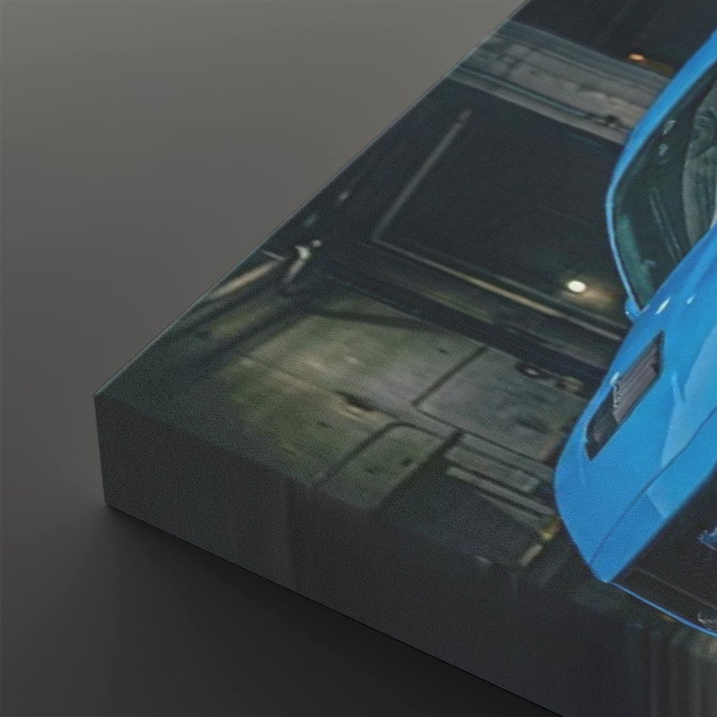 Grabber Blue Ford Mustang Muscle Car Man Cave — 5-Panel Canvas Wall Art