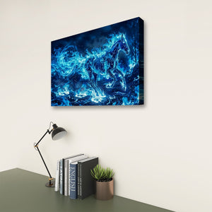 Blue Fire Horse — Abstract Original Canvas Wall Art