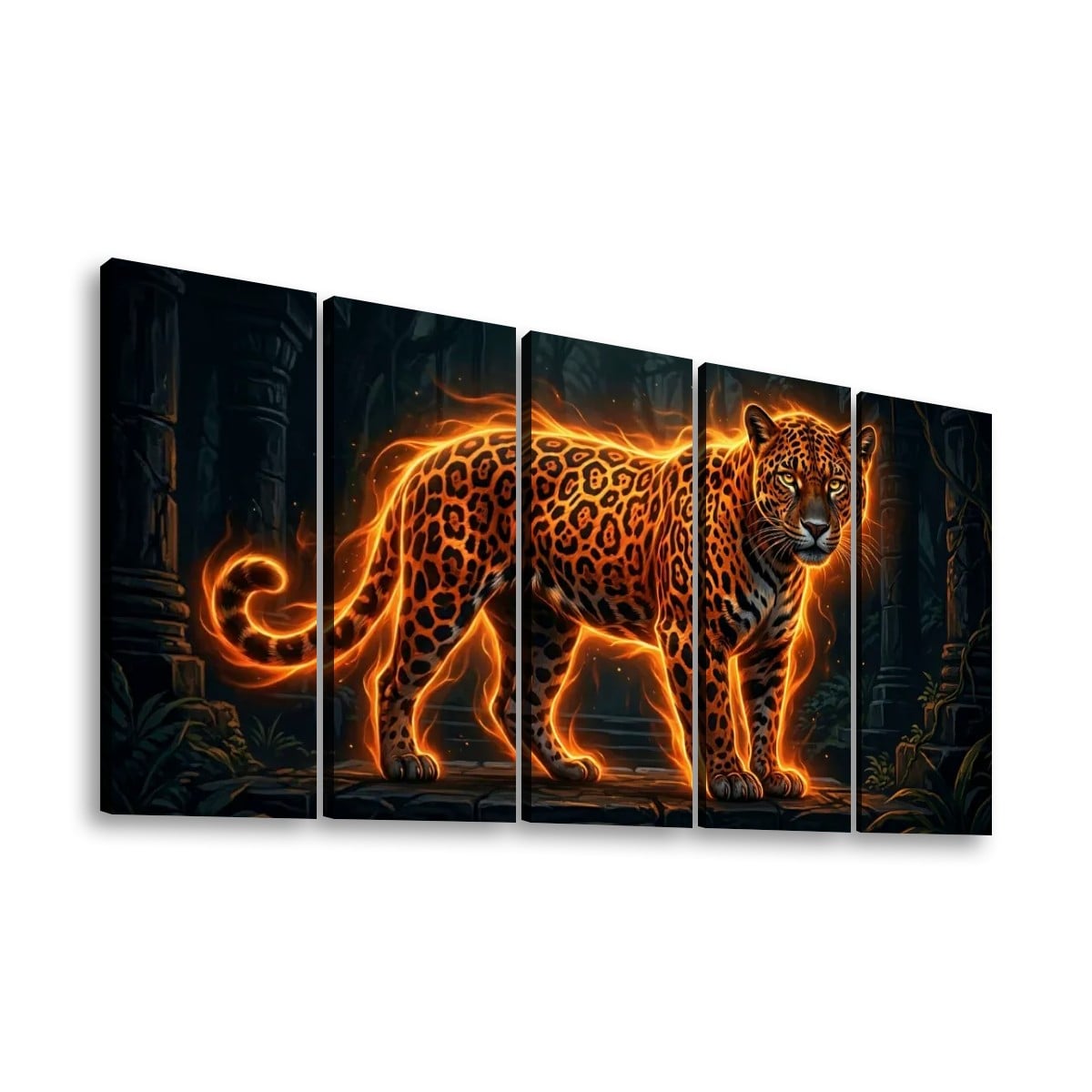 Multi-Panel Split Canvas Abstract Tiger Wall Art Print