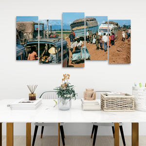 Chaos on the Road to Ben Hue – Vietnam War 5-Panel Canvas Wall Art
