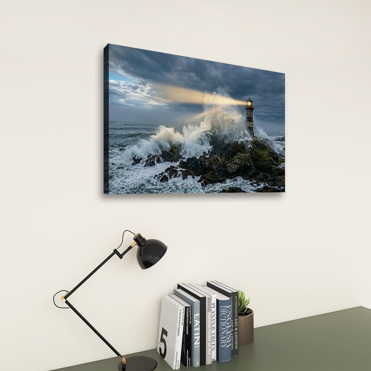 Stormy Lighthouse Canvas Wall Art – Dramatic Coastal Storm Scene | 1, 3 & 5 Panel Home Décor Print
