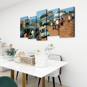 Chaos on the Road to Ben Hue – Vietnam War 5-Panel Canvas Wall Art