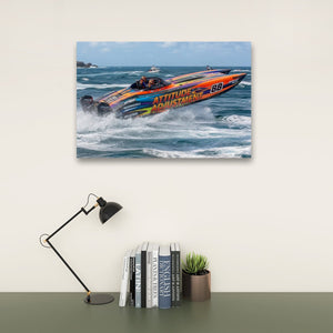 Attitude Adjustment – Twin-Engine Racing Boat 5-Panel Canvas Wall Art