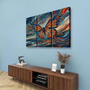 Wings of the Tempest – Abstract Monarch Butterfly Multi-Panel Canvas Art