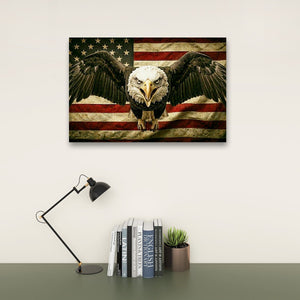 Vintage Eagle Flag - Single, 3 & 5 Panel Staggered Canvas Wall Art