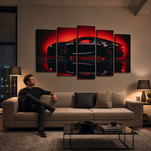 Dark Reflection – Bugatti Chiron 5-Panel Canvas Wall Art