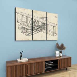First Flight — Wright Brothers Sketch 5-Panel Canvas Wall Art